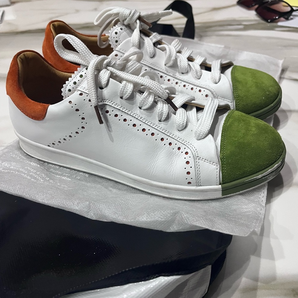 Stylish White, Green and Orange Women's Angela Scott Sneakers